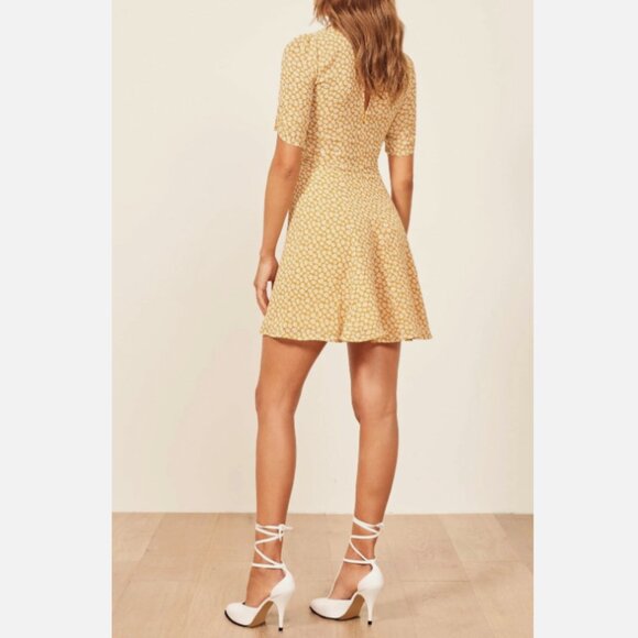 Brand New Reformation Gracie Short Sleeve Floral Crepe Mini Dress - Picture 11 of 15